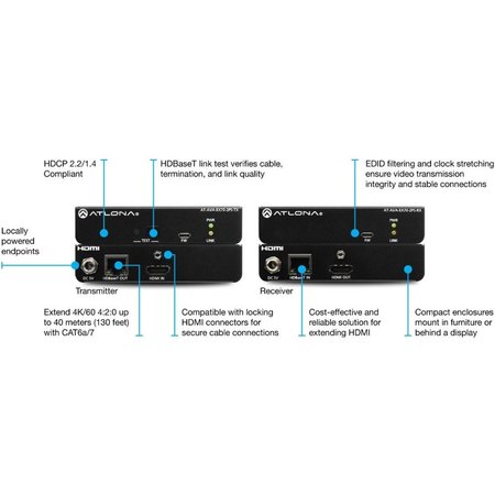 Atlona Avance 4K Uhd HDMI Transmitter And Receiver Kit AT-AVA-EX70-2PS-KIT